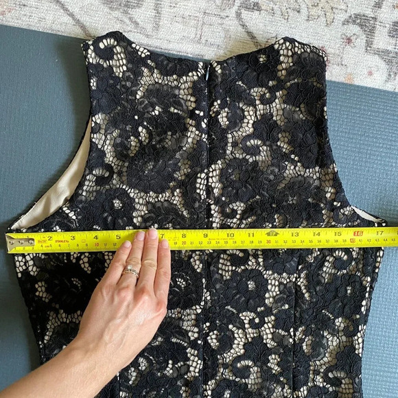 LAUREN by Ralph Lauren Black Classic Elegant Lace  Mermaid Midi Dress Size 8 - Picture 12 of 13